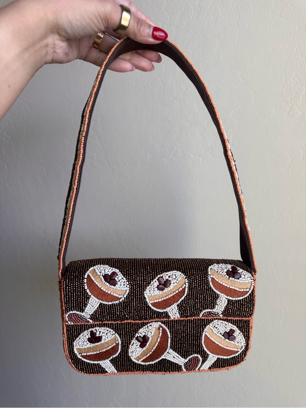 Anthropologie beaded espresso martini bag